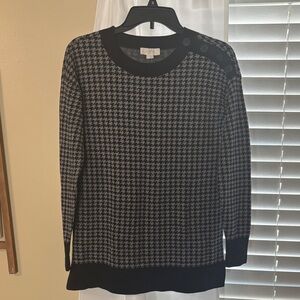 LOFT Black and White Houndstooth Knit Top